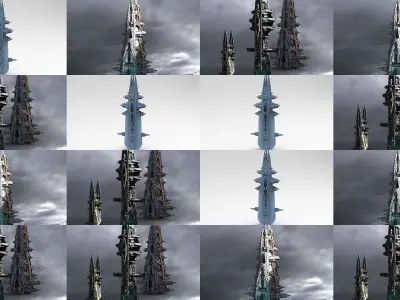 Sci fi Corporation towers 3D Model Pack