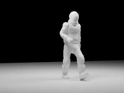 Astronaut Start walking animated Low-poly 3D model