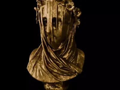 Veiled Classical Bust Sculpture - Marble and Bronze Statue 3D model