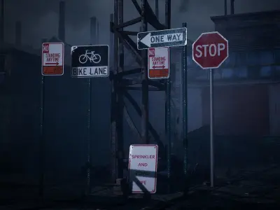 Traffic Sign Used Low-poly 3D model