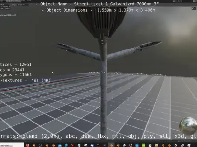 Street Light 1 Galvanized 7000mm 3F Low-poly 3D model