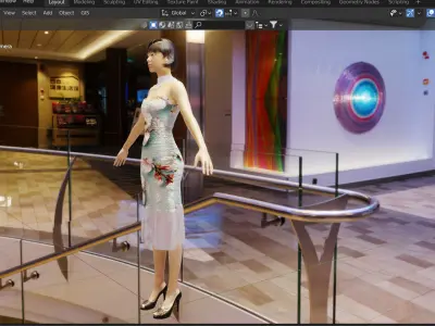 Beautiful ribbon and yarn ruffle florist party dress Low-poly 3D model