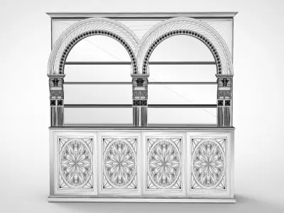 Wooden bookcase 3D model