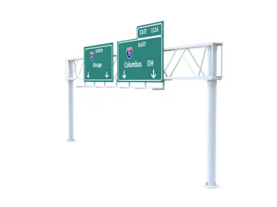 Highway Sign 01 Low-poly 3D model
