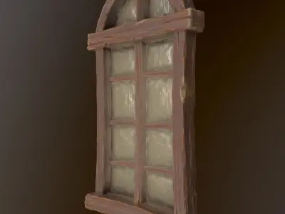 Stylized Door and Window pack Low-poly 3D model