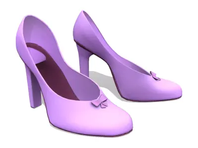 Purple Little Front Bow Stillettos High Heel Shoes Low-poly 3D model