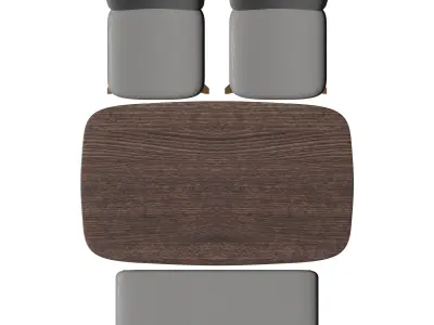 Wood Dining Table Set 3D model