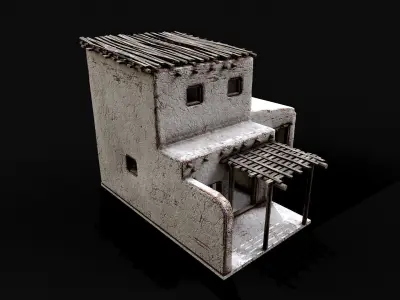 Village White Clay House 6 Low-poly 3D model