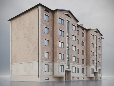 Brick Residential Building 011 3D model