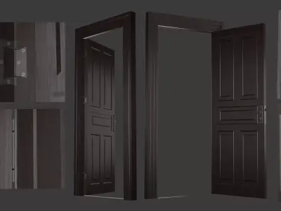 Detailed Animated Door Low-poly 3D model
