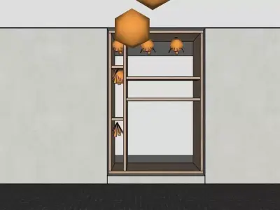 Retail Window Display Scene with Furniture and Vases Low-poly 3D model