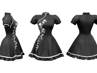 Chinese Style Large Skirt Dress Low-poly 3D model