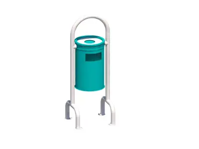 Outdoor iron trash bin 3D model