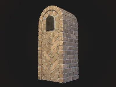 Brick Mailbox Low-poly 3D model