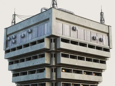 Building Skyscraper City Town Downtown Office Space Work Street Low-poly 3D model