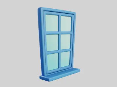Cartoon Window 7b 3D model