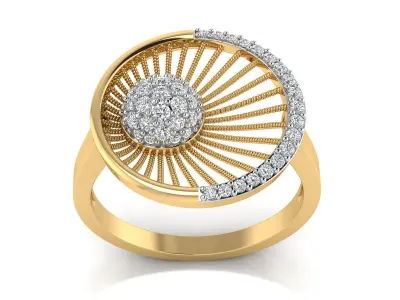 Light Weight Rose Gold Diamond Ring  -P S-66 C R 3D print model