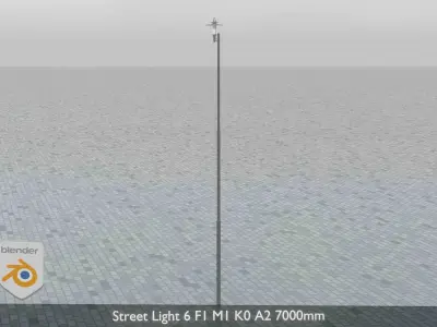 Street Light 6 F1 M1 K0 A2 7000mm Low-poly 3D model