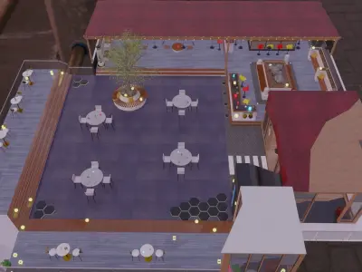 Metaverse Rooftop Bar Low-poly 3D model