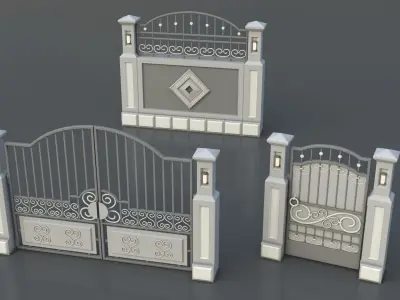 Gates-Fences-Doors Collection - 45 pieces 3D model