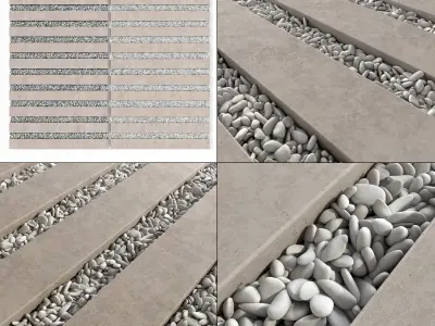 Paving long line plate pebble n1 3D model