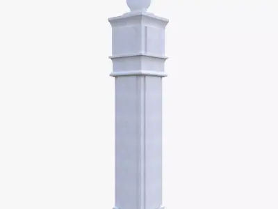 Architectural Stone Pillar Bollard Low Poly PBR 3D Asset Low-poly 3D model