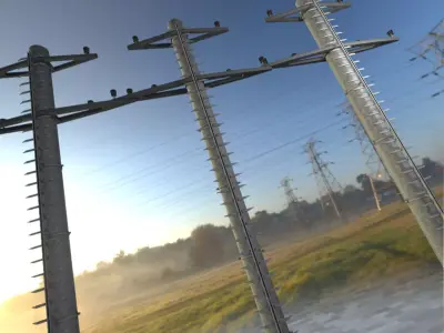 Steel power pole with ladder - Objekt 068 Low-poly 3D model