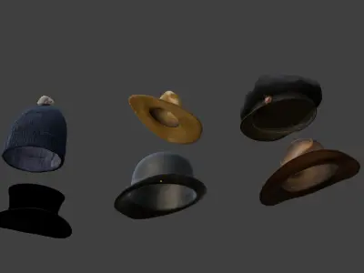 Hats 3d models low poly flat textures Free low-poly 3D model