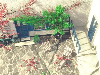 Greek house front facade 3D model