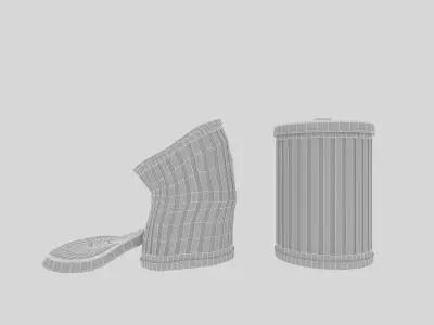 broken garbage bucket Low-poly 3D model