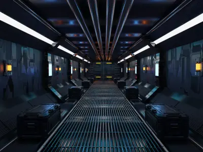 scifi corridor Low-poly 3D model purchase