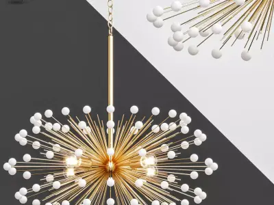 White Beaded Urchin Chandelier Sputnik 3D model