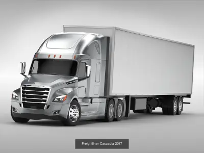 Trucks Collection semi truck with lights 3D Model Pack