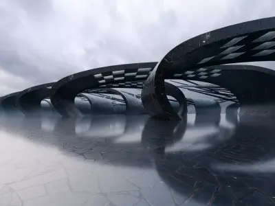 Parametric Futuristic Passage- Architecture Background- V2U7 Low-poly 3D model