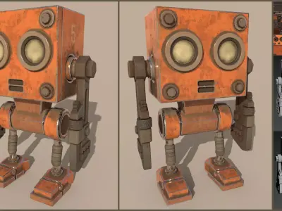 Stylized Wrenchbot Low-poly 3D model