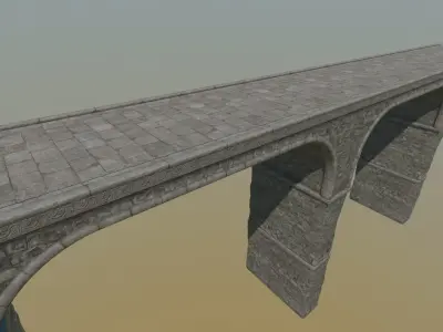 Ancient Stone Bridge - Modular Game Props Low-poly 3D model