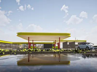 Petrol Station Gas Station Low-poly 3D model