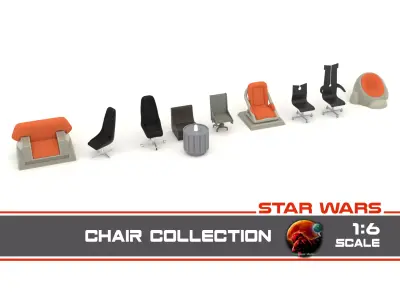 Star Wars Chair collection 1-6 scale Hottoys 3D Model Pack