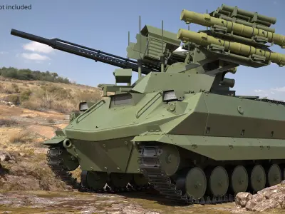  Uran-9 Combat Robotic Vehicle with Missile Launchers Green 