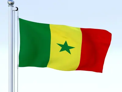 Animated Senegal Flag Low-poly 3D model