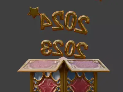 High-Quality 3D Cartoon New Year Wish Box Free low-poly 3D model