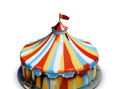 Striped Circus Tent 3D Model Low-poly 3D model