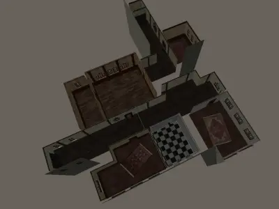 Old Manor Interior Scenes Low-poly 3D model