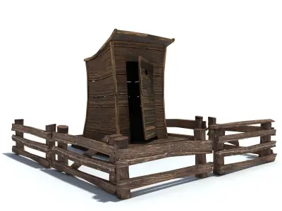 Low Poly Wild West Toilet  Low-poly 3D model
