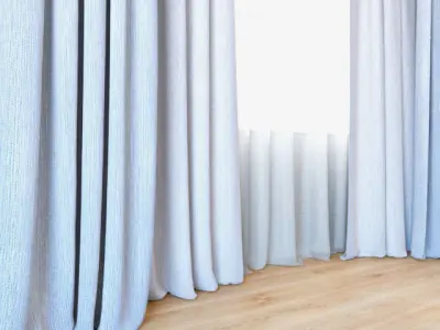 Curtains 50 Curtains with Tulle 3D model