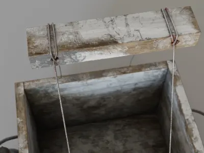 Metal bottle  leather bag and wooden hand box Low-poly 3D model