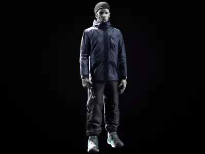 Humanoid man in jacket 3D model