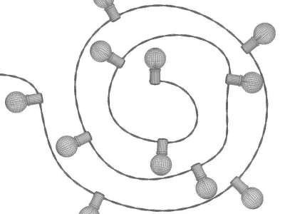 Editable Garland Lights Set 2 3D model