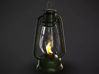 Old Oil lamp Low-poly 3D model