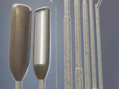 Street Light 3 Galvanized F1 M1 K0 7000 mm Low-poly 3D model